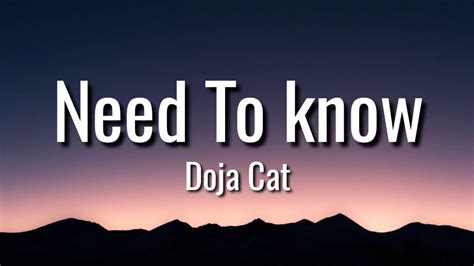 Doja Cat Need To Know Lyrics