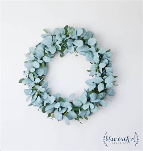 Eucalyptus Wreath Faux Eucalyptus Wreath Silk Eucalyptus Wreath Blue