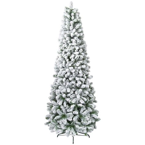 Albero Di Natale Slim Innevato Kentucky In PVC Flock Bianco Per