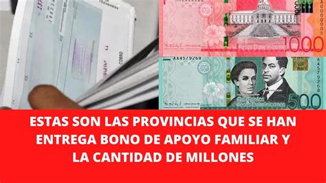 ESTAS SON LAS PROVINCIAS QUE SE HAN ENTREGA BONO DE APOYO FAMILIAR Y LA