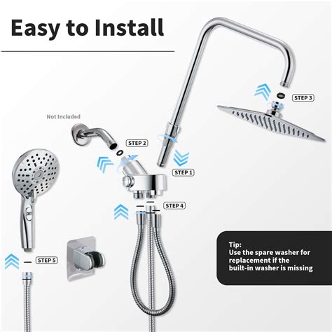 Ryamen Dual Shower Head Combo, 8'' High Pressure Rain/Rainfall Shower