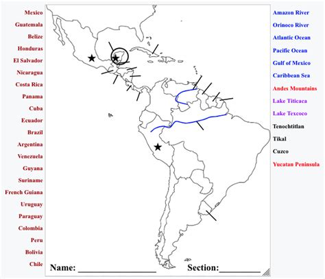 Latin America Map Quiz Diagram | Quizlet