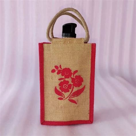 Brown And Red Loop Handle Bottle Jute Bag Capacity 1 Ltr Size