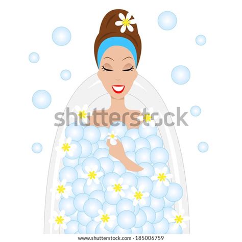 Young Woman Take Bath Foam Vector Stock Vector Royalty Free 185006759