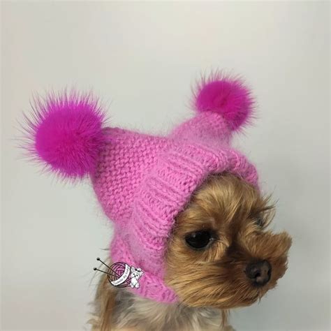 Pink Knitted Dog Hats Dog Pom Pom Hat Puppy Hat Caps For Dogs