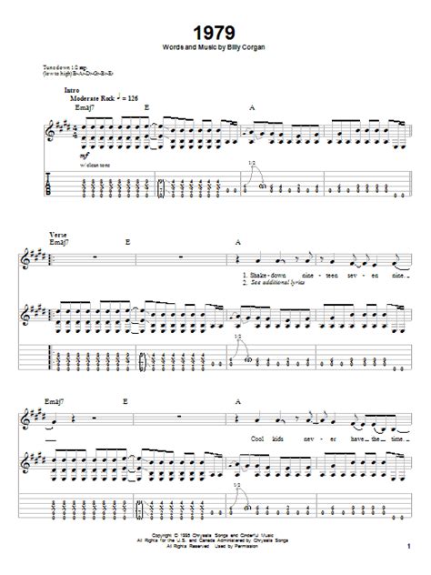 1979 By The Smashing Pumpkins Sheet Music For Guitar Tab At Sheet Music