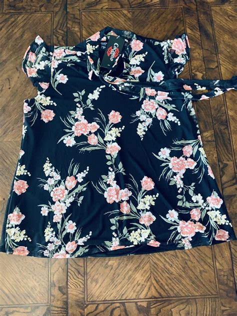 Nwt Cocomo Womens Floral Tie Neck Lined Plus Size Top Blouse Shirt Size