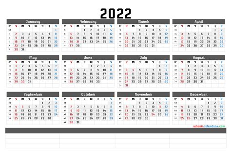 2022 Calendar Printable Word Document Template Calendar Design