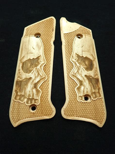 Skull Maple Ruger Mark Iv Grips Mark 4 Checkered Engraved Etsy