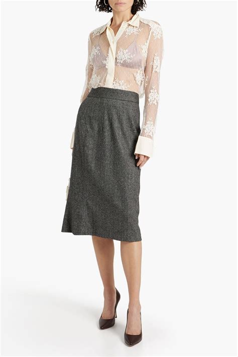 Dolceandgabbana Herringbone Wool Blend Tweed Skirt The Outnet