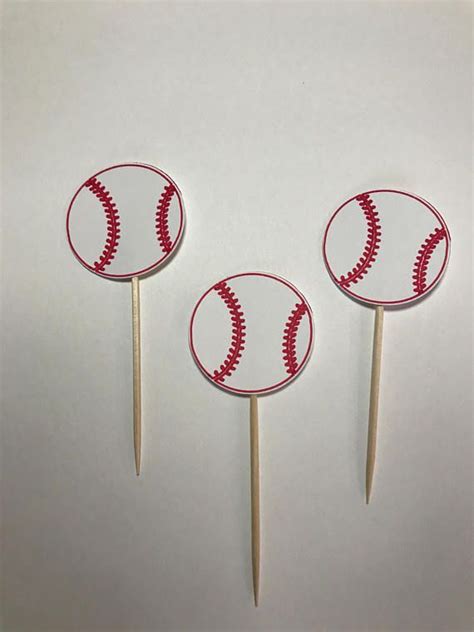 Baseball Cupcake Toppers Sports Party Decorations Etsy Sports