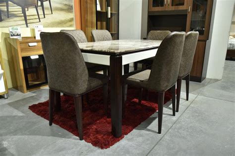 Buy Royaloak Naples Italian Marble 6 Seater Dining Table Set Online