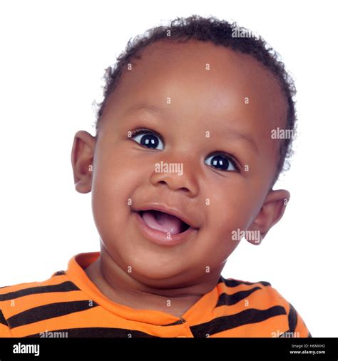 Adorable african baby smiling isolated on a white background Stock ...