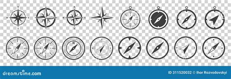 Simple Set Of Compass Icons Set Of Compass Symbols On White Isolate