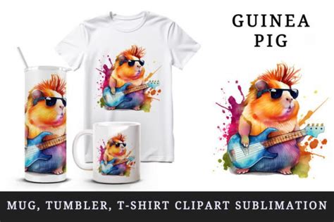 Guinea Pig And Guitar Tumbler Mug Clipart Graphic By Tati Design