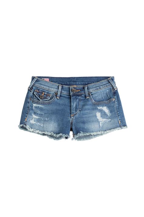 True Religion Joey Cut Off Denim Shorts Blue In Blue Lyst