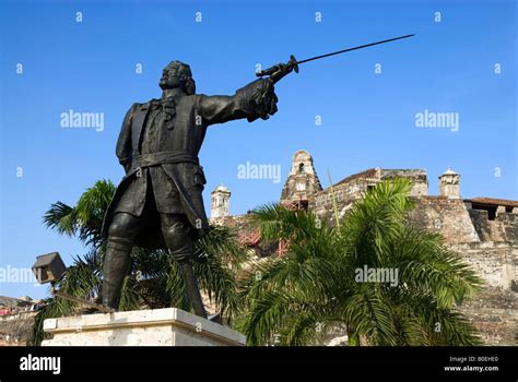 Statue Of Blas De Lezo In Front Of The Castillo De San Felipe De