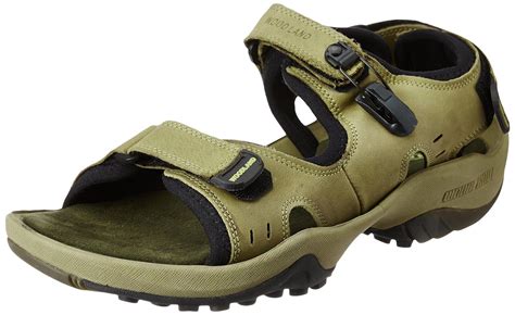 Woodland Men S Khaki Leather Sandals And Floaters Uk India Eu