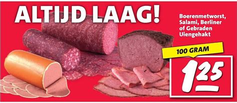 Boerenmetworst Salami Berliner Of Gebraden Uiengehakt Aanbieding Bij