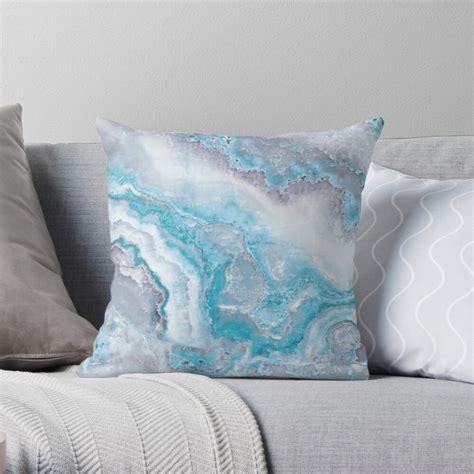 Luxury Mermaid Blue Agate Marble Geode Gem Throw Pillow By