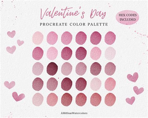 Valentines Day Procreate Color Palette Pink Red Love Color Scheme Ipad Aesthetic Etsy