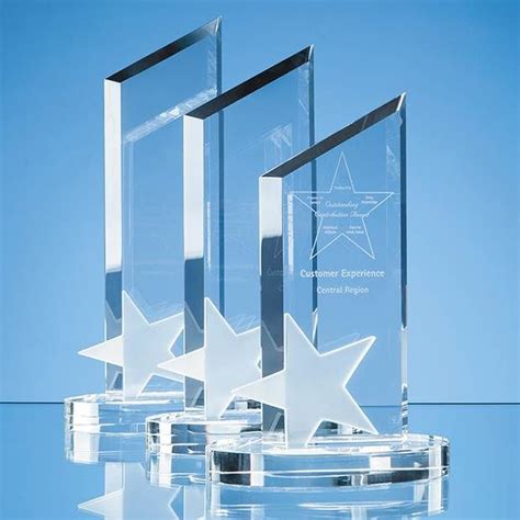 Crystal Peak Glass Award With Frosted Star Cg5040 Fen Regis Trophies