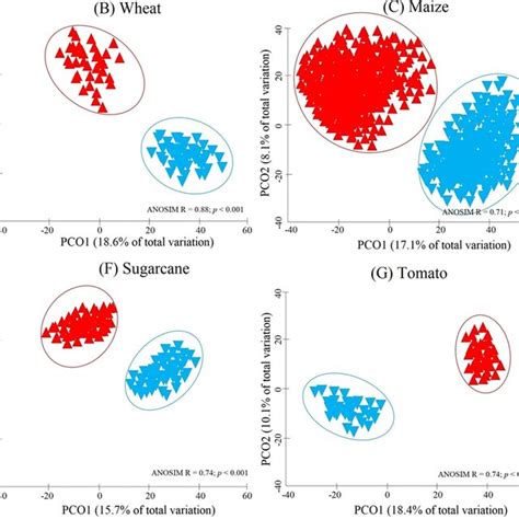 Principal Coordinates Analysis Pcoa Plots Of Bray Curtis Similarities