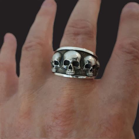 Bague Avec Des T Tes De Mort Pour Homme En Argent