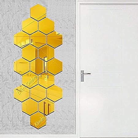 Buy Bikri Kendra Ind Hexagon Golden Mirror Sticker For Wall