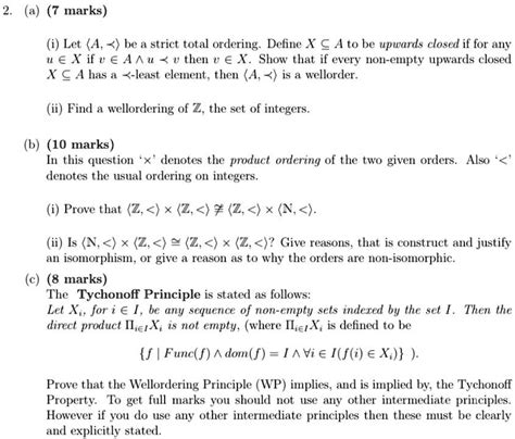 Solved Let A Be A Strict Total Ordering Define X âŠ† A To Be Upwards Closed If For Any U âˆˆ X