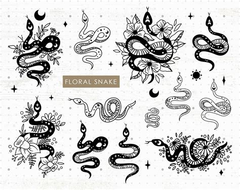 Snake Svg Bundle Floral Snake Svg Celestial Snake Svg Snake With Porn