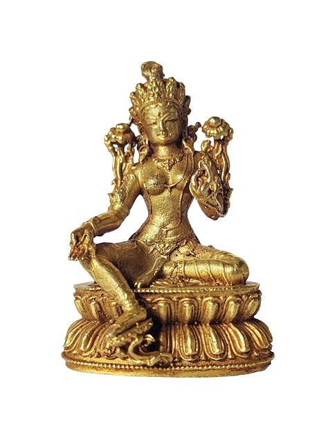 Buddhist Miniature Statue Of Green Tara Gold Plated Price US 44