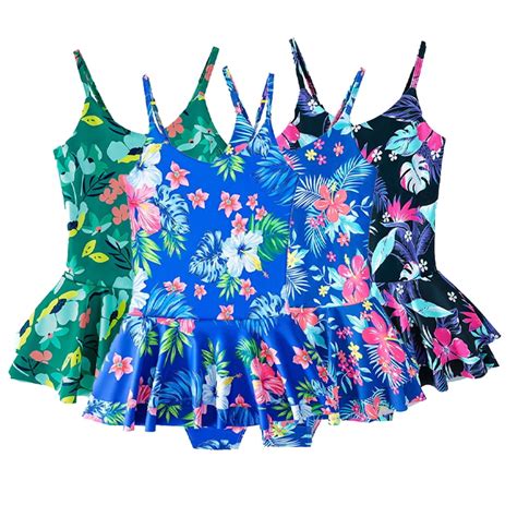 Ytdscs Little Girls Hawaiian Swimwear Printed Tutu Swimsuits One Piece