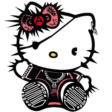 Punk Rock Hello Kitty Wears Combat Boots Listens To Discharge Spikes