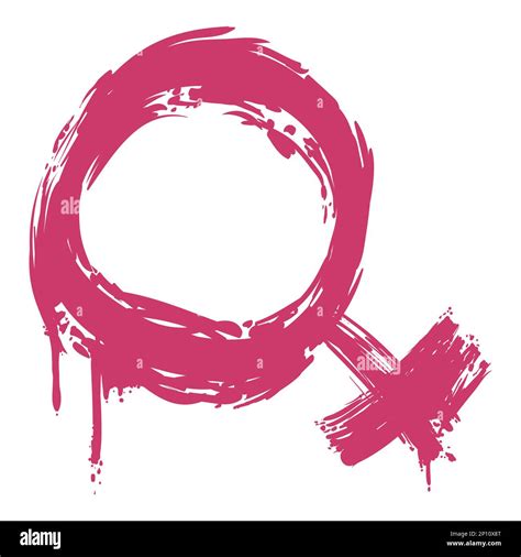 Pink Representation Of Female Or Venus Symbol In Brush Stroke Style