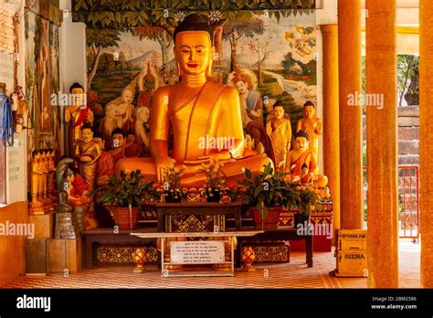 A Seated Buddha Statue Preah Promreath Pagoda Siem Reap Cambodia