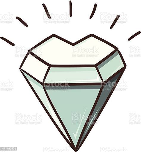 Heart Shaped Diamond Stone Isolated On White Stock Illustration