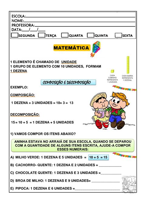 👍matemática Decomposição Numérica Atividade De Matemática Para Trabalhar Decomposição Numérica