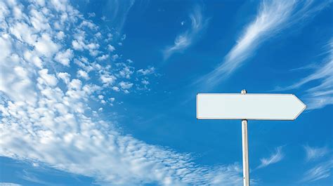 A Small White Road Sign Mockup On Blue Sky Background, Small, White ...