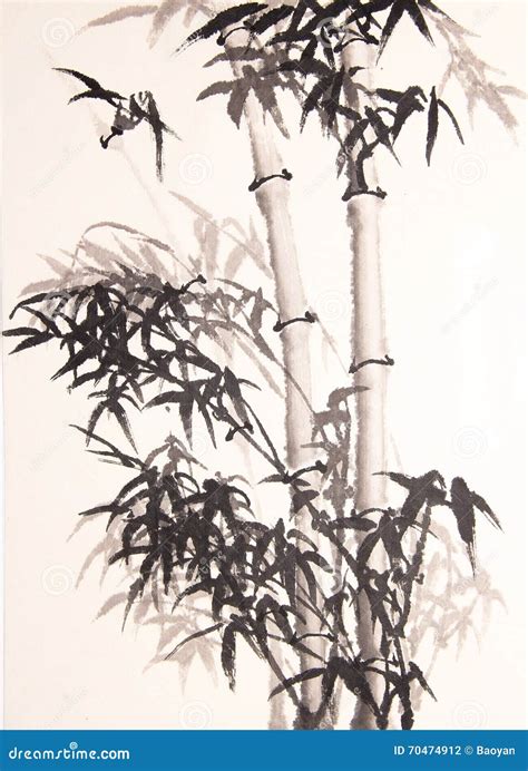 Bamboo Ink Painting Hand Drawn Stock Illustration Illustration Of