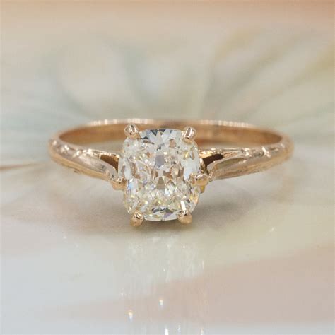 Antique Cushion Cut Diamond Solitaire – Pippin Vintage Jewelry