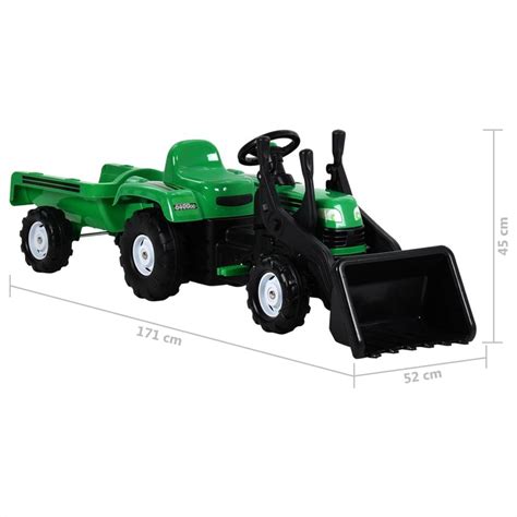 pedal tractor  kids  trailer  loader green  black