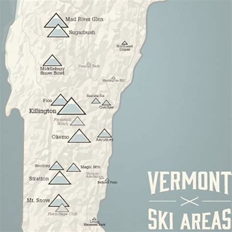 Vermont Ski Resorts Map 11x14 Print - Etsy