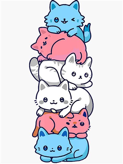 Transgender Pride Cat Lgbt Trans Flag Cute Cats Pile Ts Sticker For Sale By Bessieppjp8