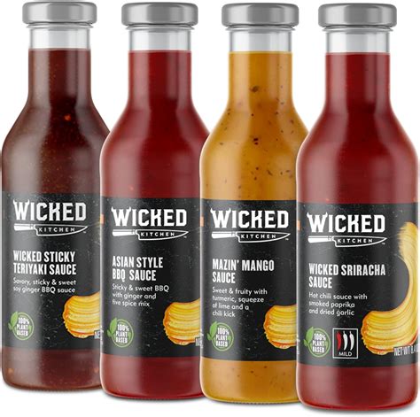 Wicked Kitchen Sauce Variety Pack Sriracha Sauce Asian Style Bbq Sauce Teriyaki Sauce And