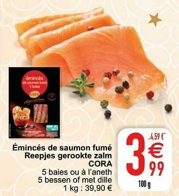 Émincés de saumon fumé reepjes gerookte zalm cora promotie bij Cora