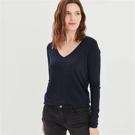 Pull Avec Col En V Bleu Marine Femme La Halle