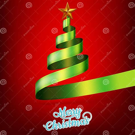 Christmas Tree From Green Ribbon And Star Eps 10 Stock Vector