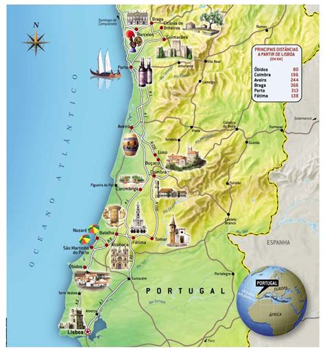 Mapa De Portugal Político Portugal E Espanha Cidades E Turístico