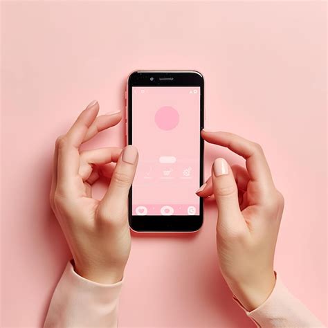 Female Hands Holding Mobile Phone With Calendar App On Screen On Pink